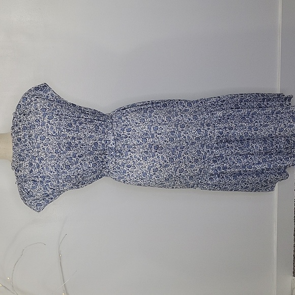 Daniel Cremieux White and Blue Floral Midi Dress SZ 4 - Picture 9 of 14